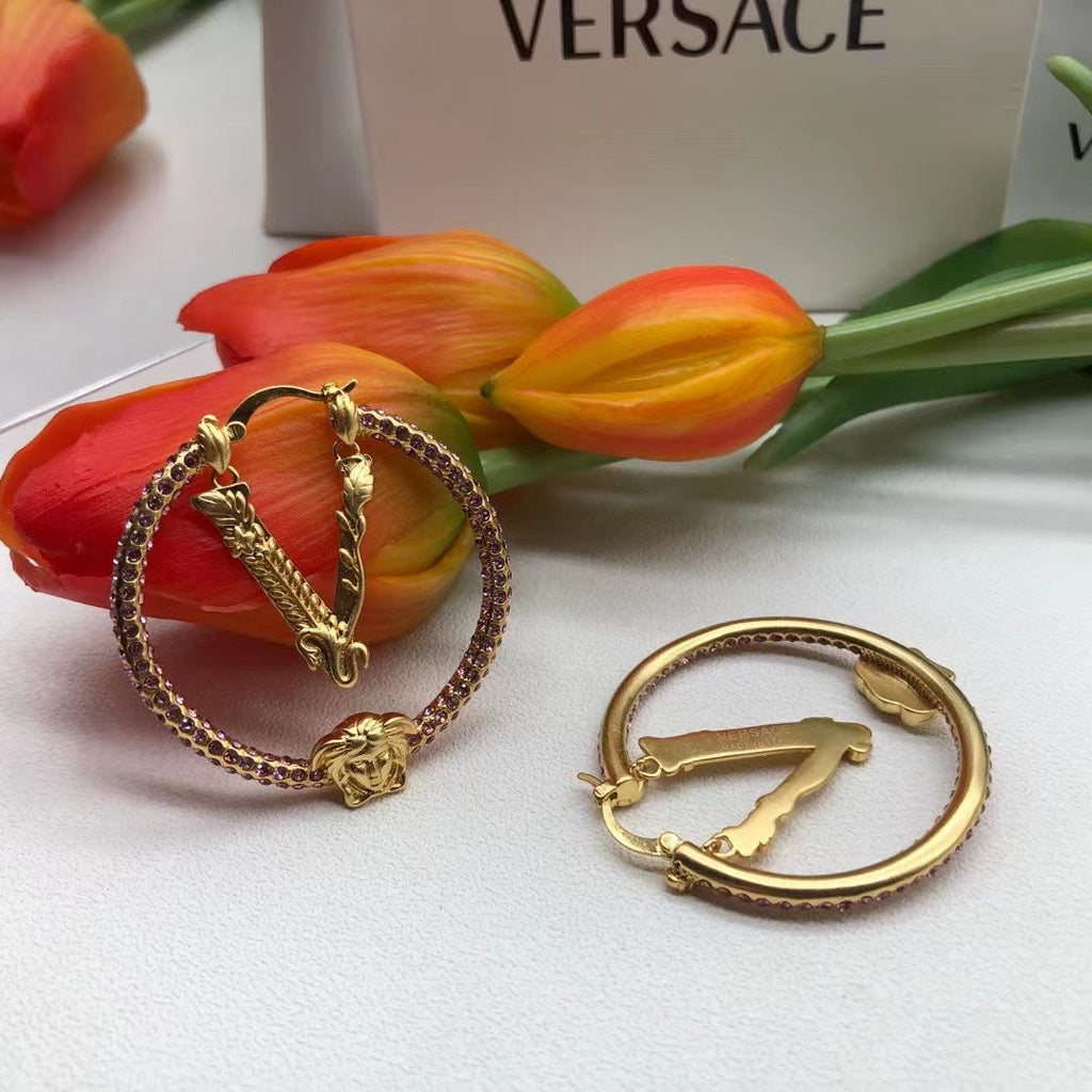 Pink Crystals 18K Gold Earrings