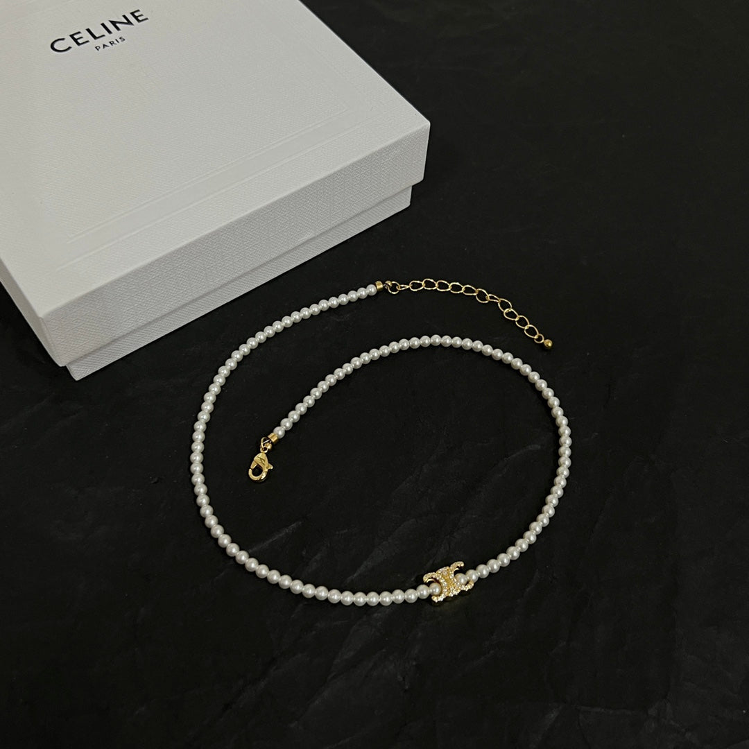 Celine Pearl 18K Gold Necklace