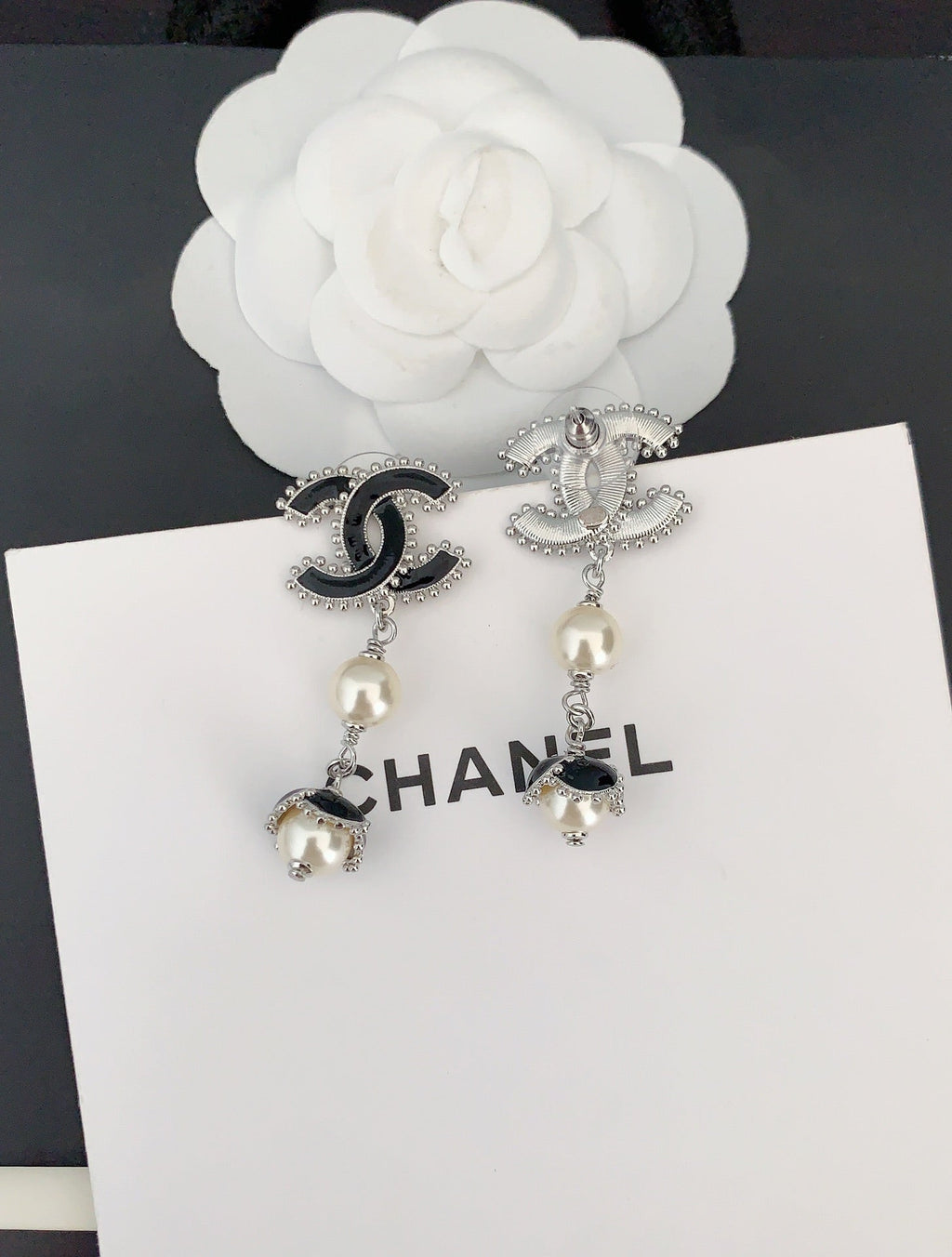 Chanel Pearl Crystals 18K Gold Earrings