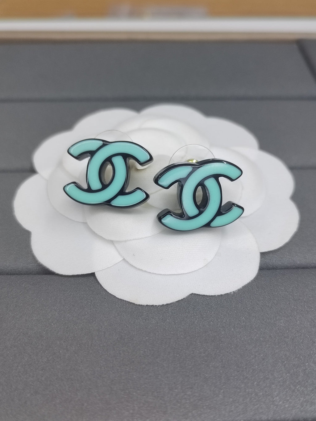 Chanel Classic Blue 18K Gold Earrings