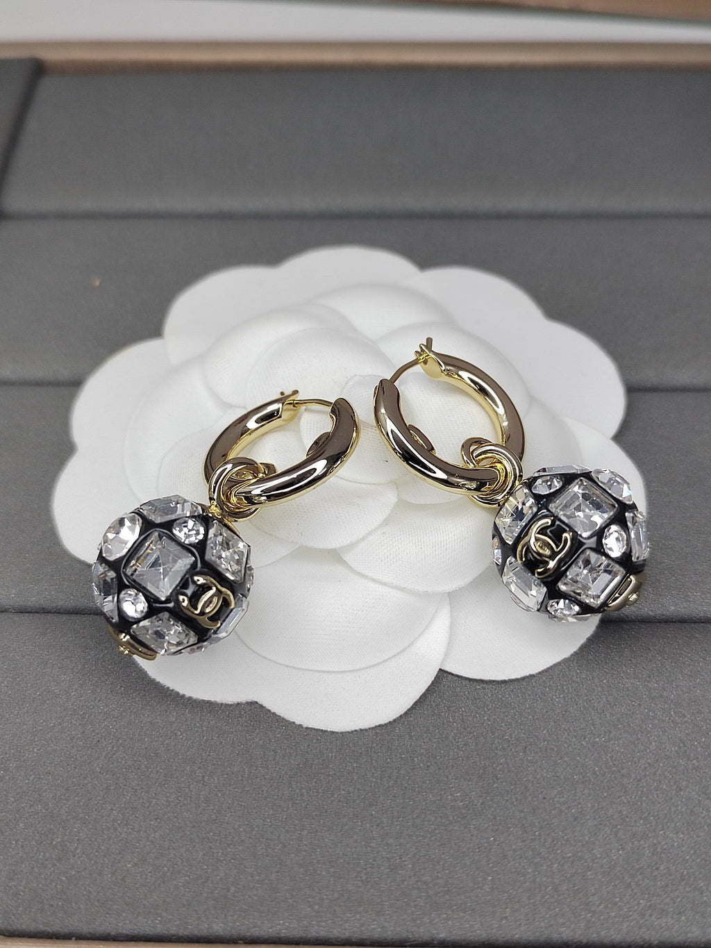 Chanel Ball Crystals 18K Gold Earrings
