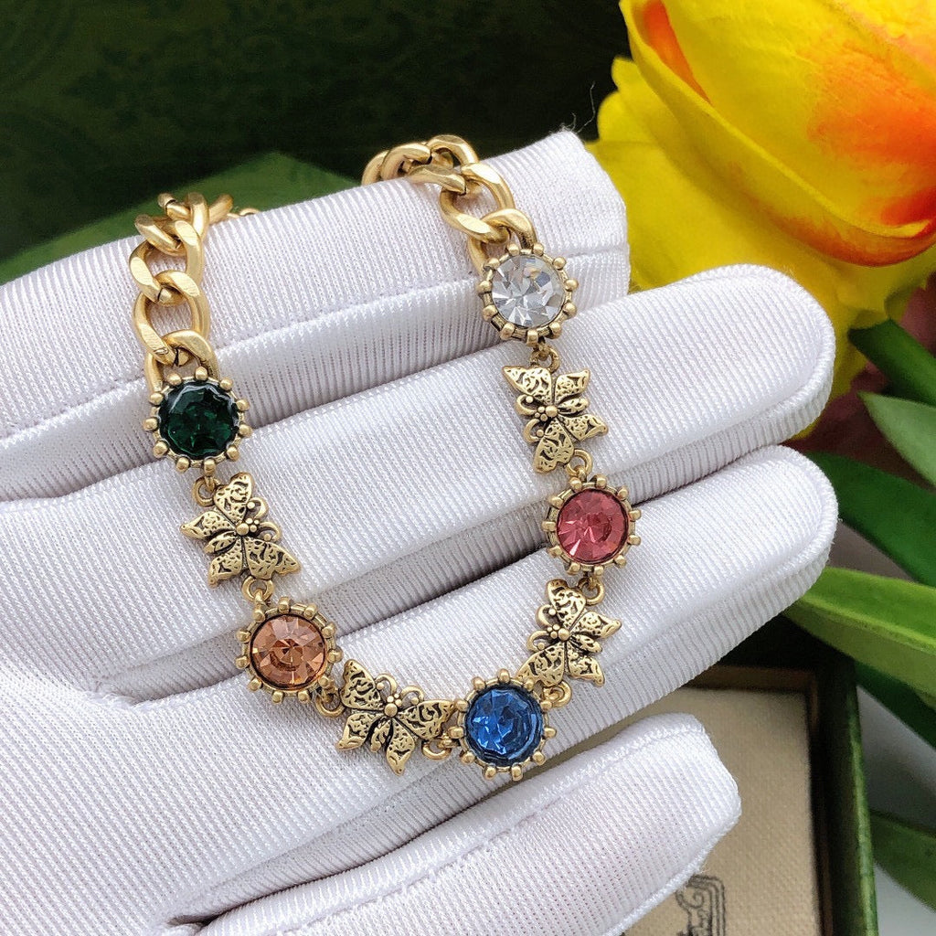Gucci Double Interlocking Gucci Crystals 18K Gold Bracelet