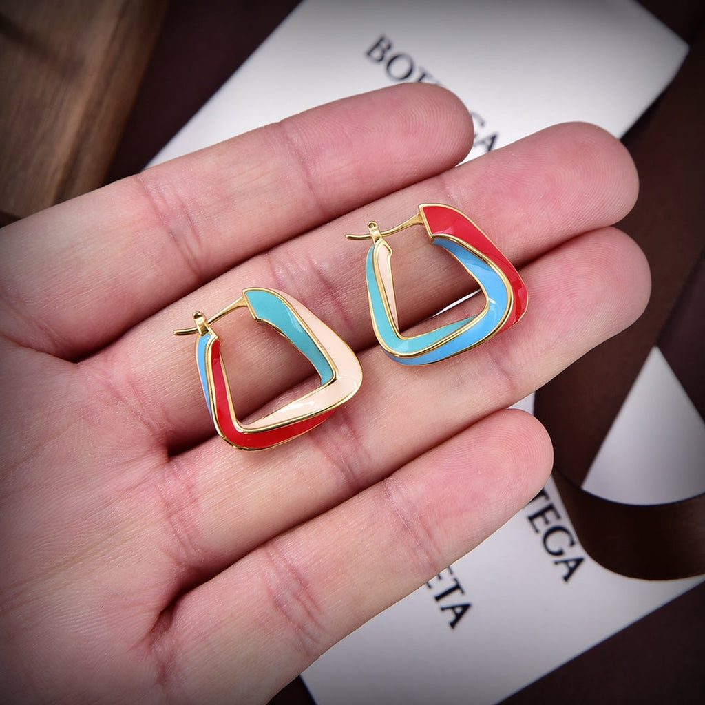 Bvlgari Twisted-triangle Hoop 18K Gold Earrings