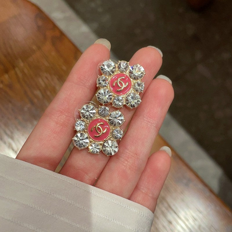 Chanel Color Flower Diamond 18K Gold Earrings
