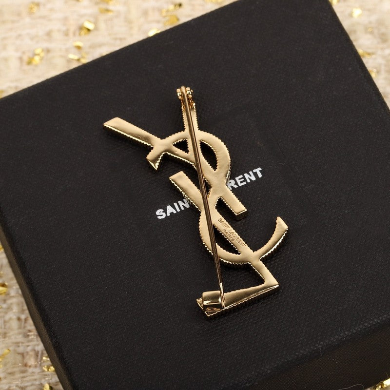 YSL Stripe Gold 18K Gold Brooch