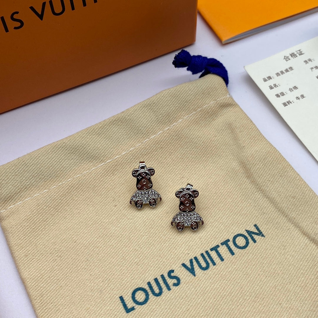 Louis Vuitton Bear 18K Gold Earrings