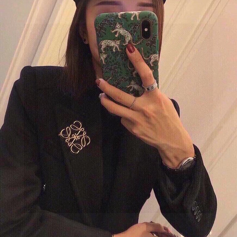 LOEWE Anagram Gold 18K Gold Brooch
