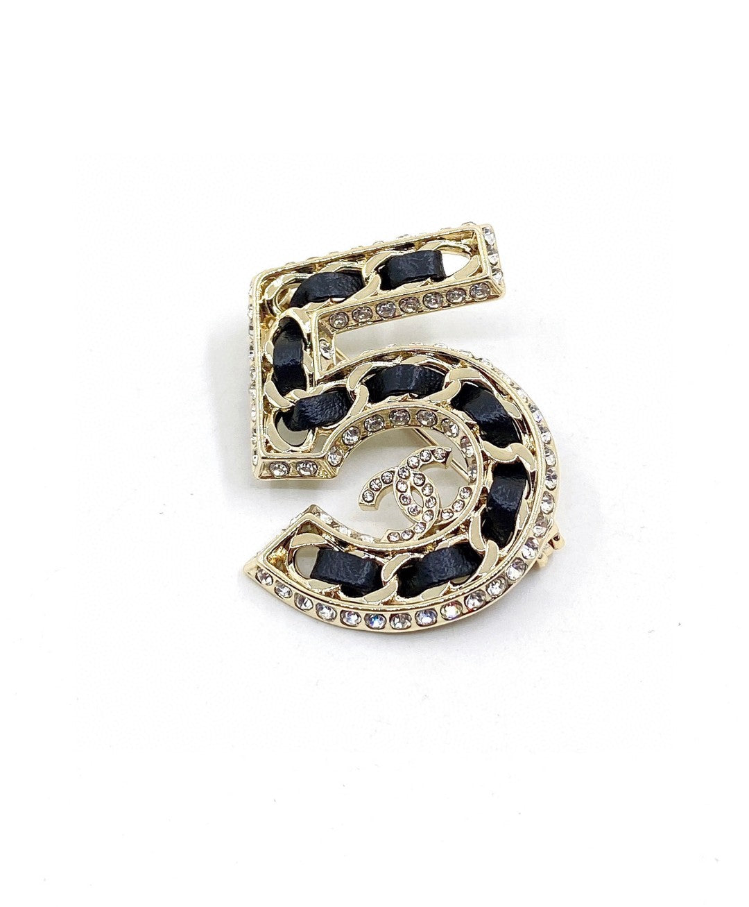 Chanel No.5 Strass 18K Gold Brooch