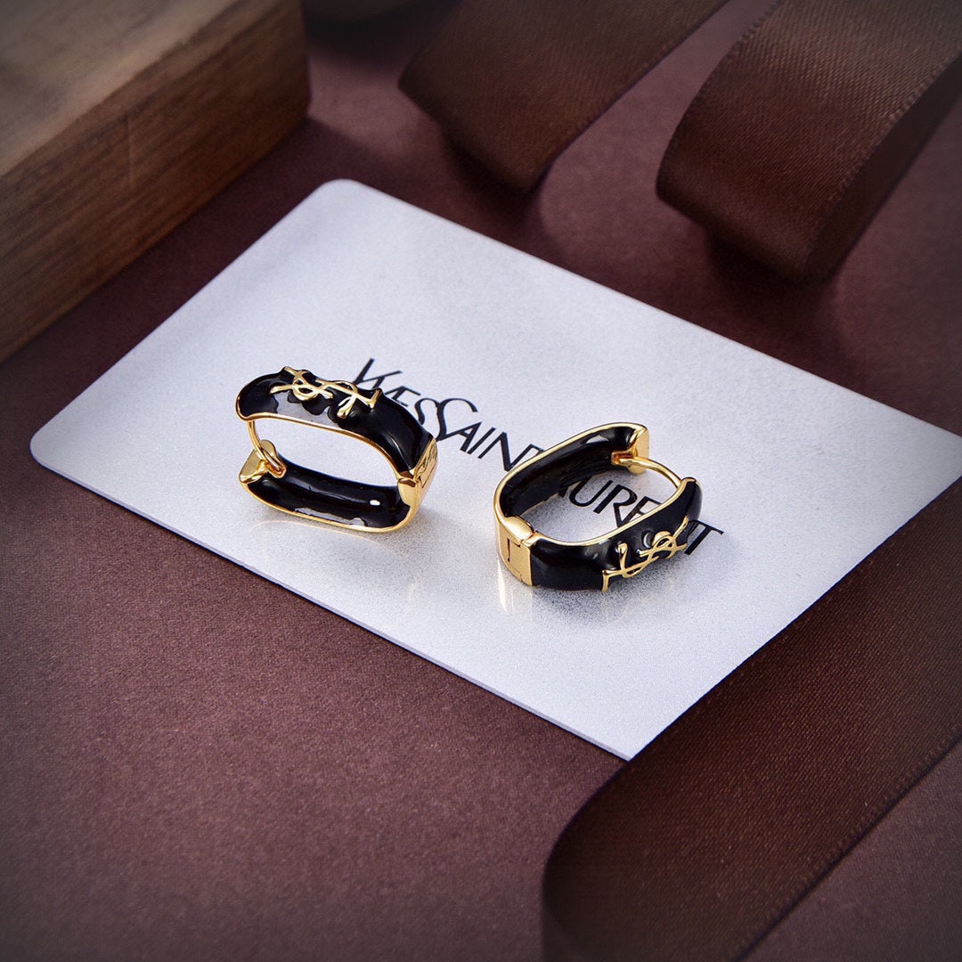 YSL Black 18K Gold Earrings