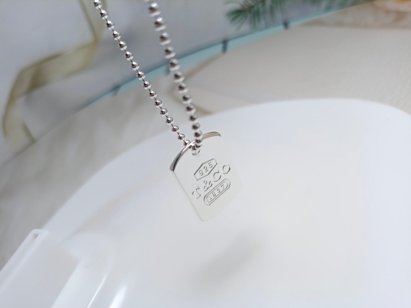 Tiffany 1837 Tag Pendant 18K Gold Necklace