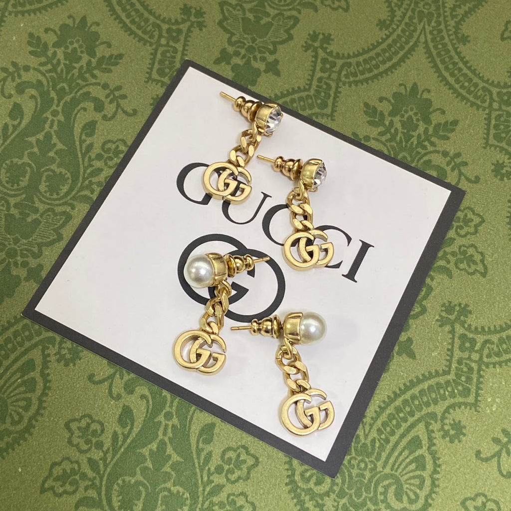Gucci Double Chain 18K Gold Earrings
