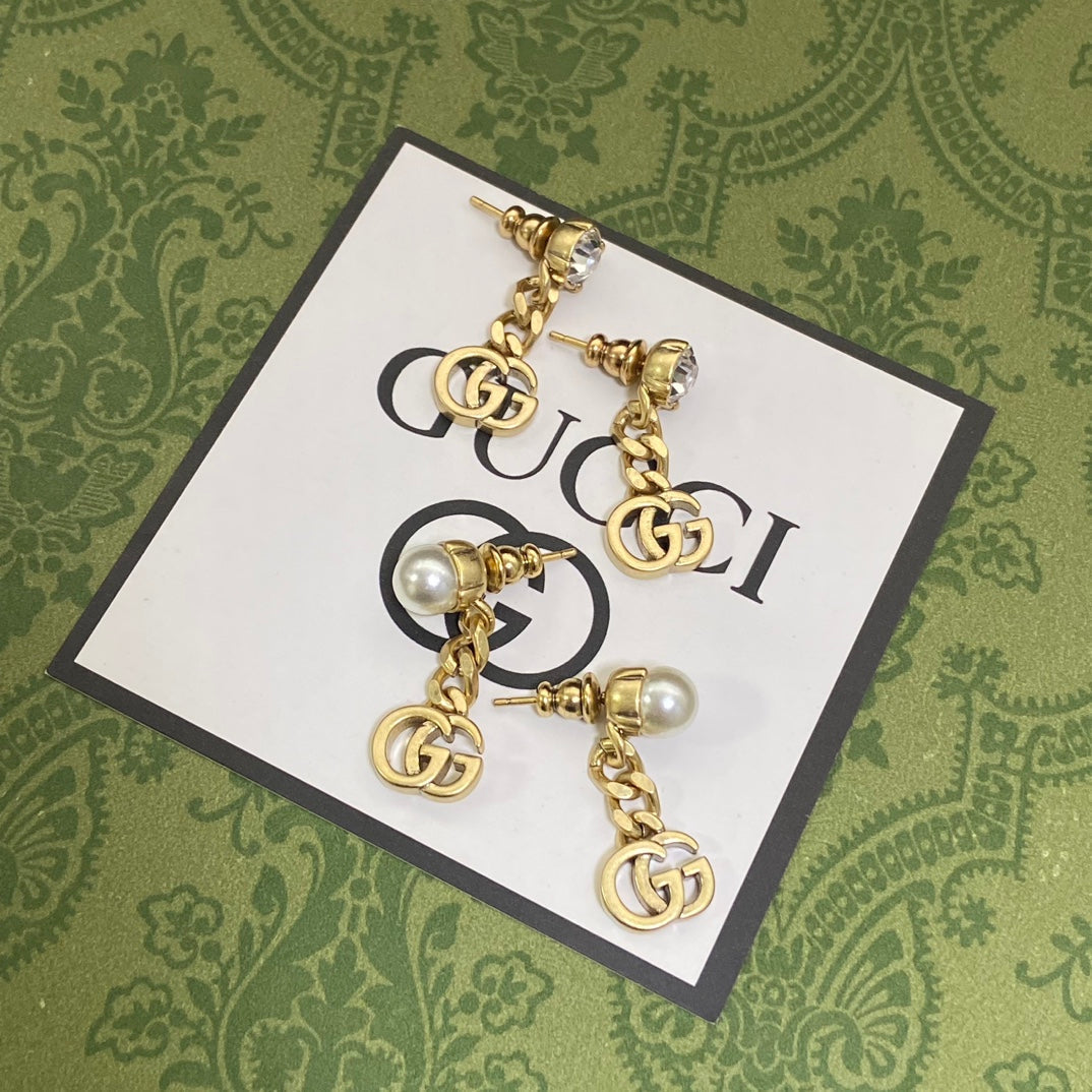 Gucci Double Chain 18K Gold Earrings