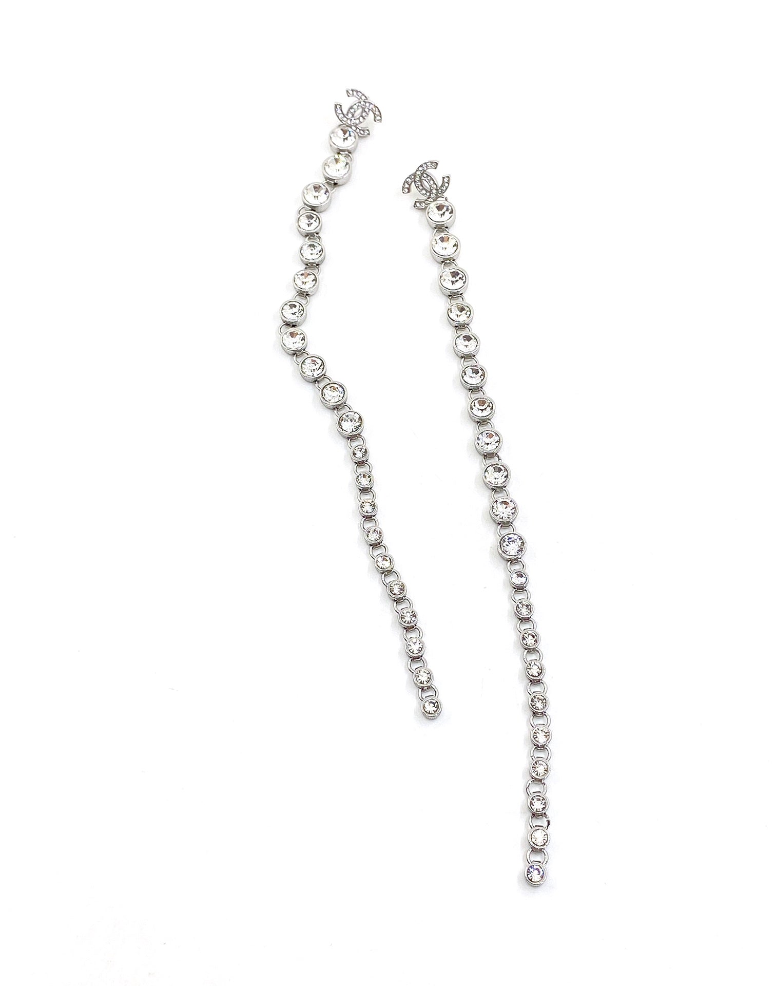 Chanel Long Crystals 18K Gold Earrings