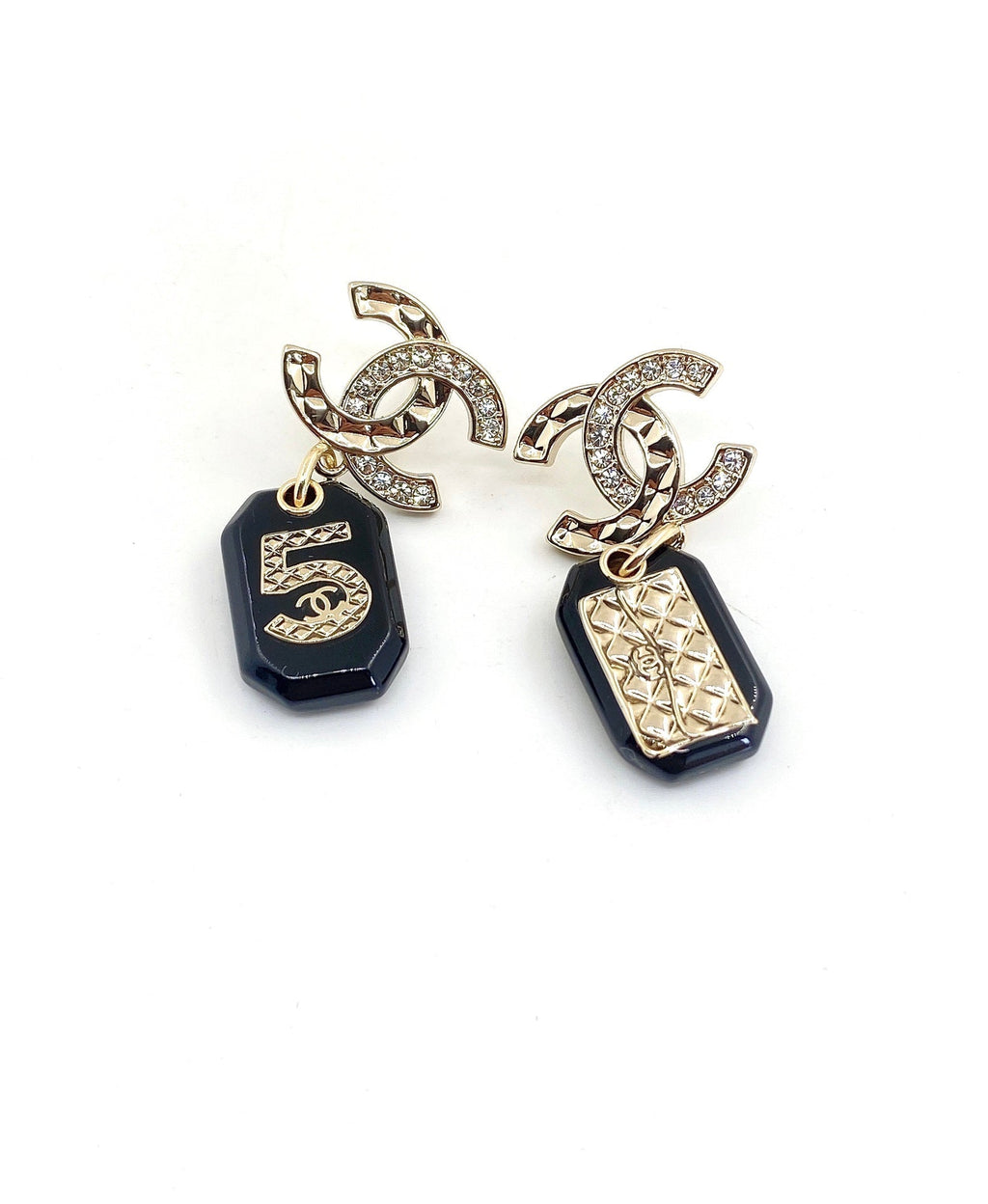 Chanel No.5 Perfume Bottle 18K Gold Earrings