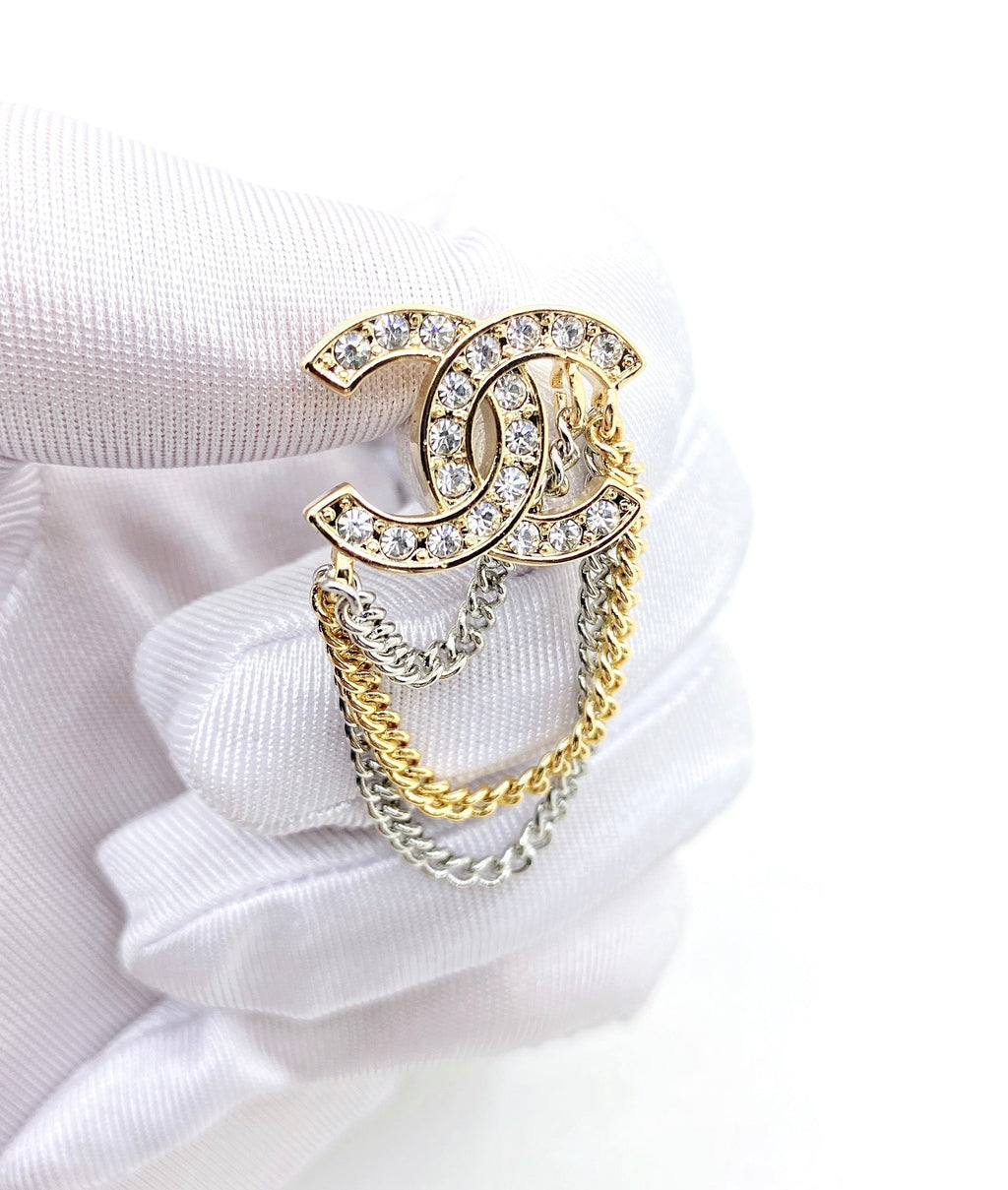 Chanel Chain Pendant 18K Gold Earrings