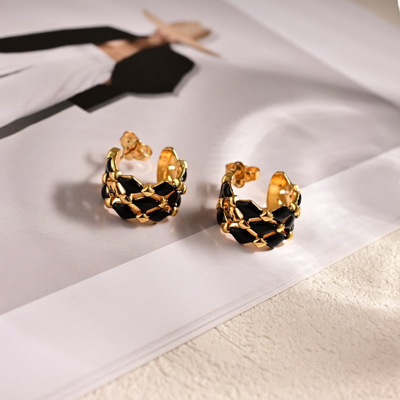 Louis Vuitton Leather 18K Gold Earrings