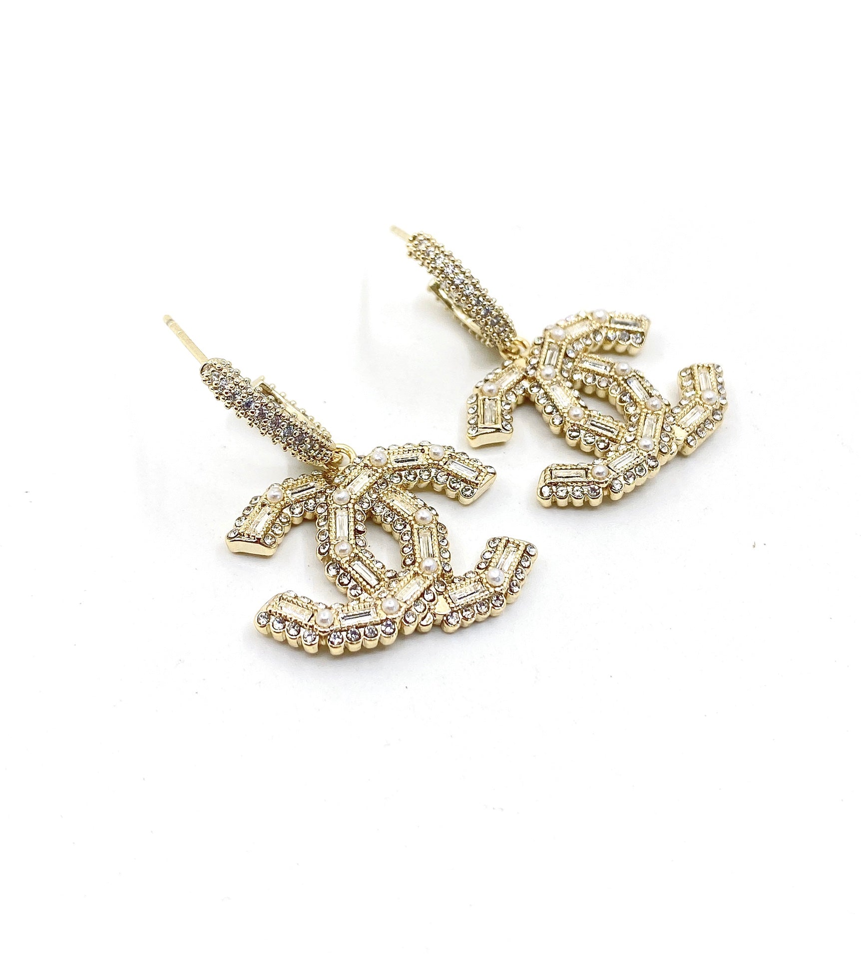 Chanel Crystals 18K Gold Earrings