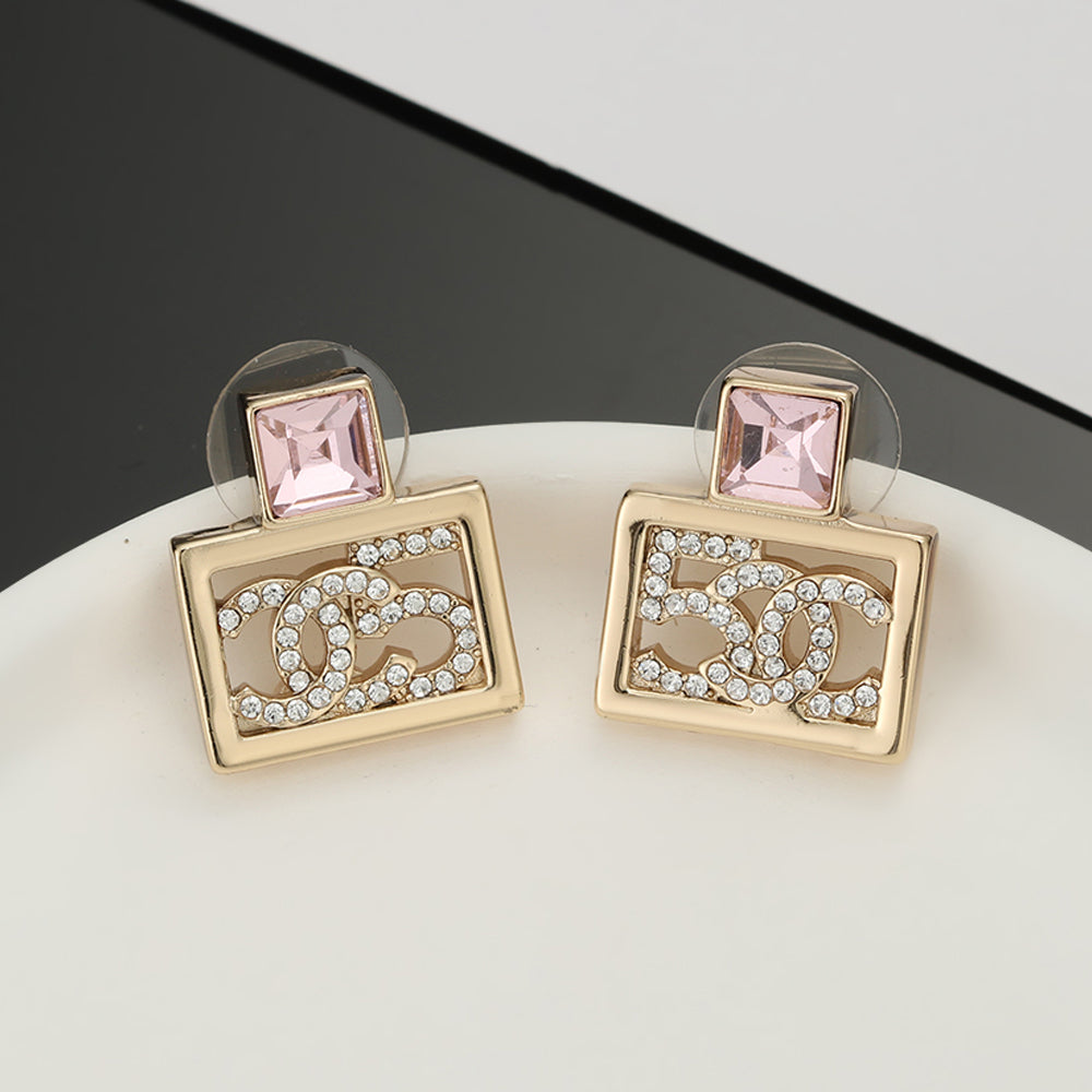 Chanel Square Diamond 18K Gold Earrings
