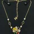 Chanel Color Crystal Gold 18K Gold Necklace