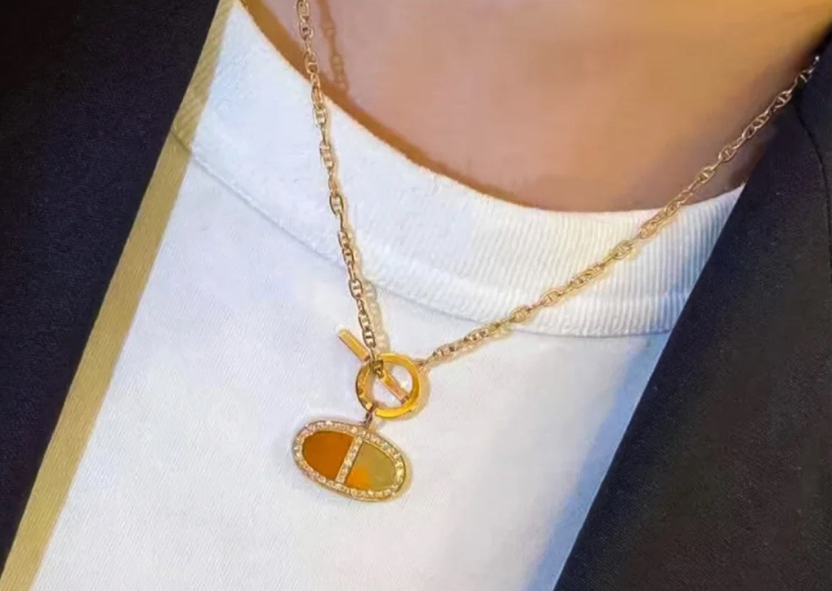 Hermes Chaine D'ancre Contour Pendant 18K Gold Necklace