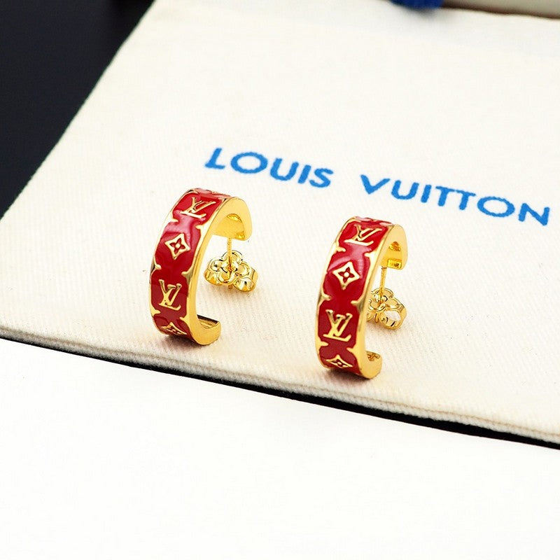 Louis Vuitton Nanogram Enamel 18K Gold Earrings