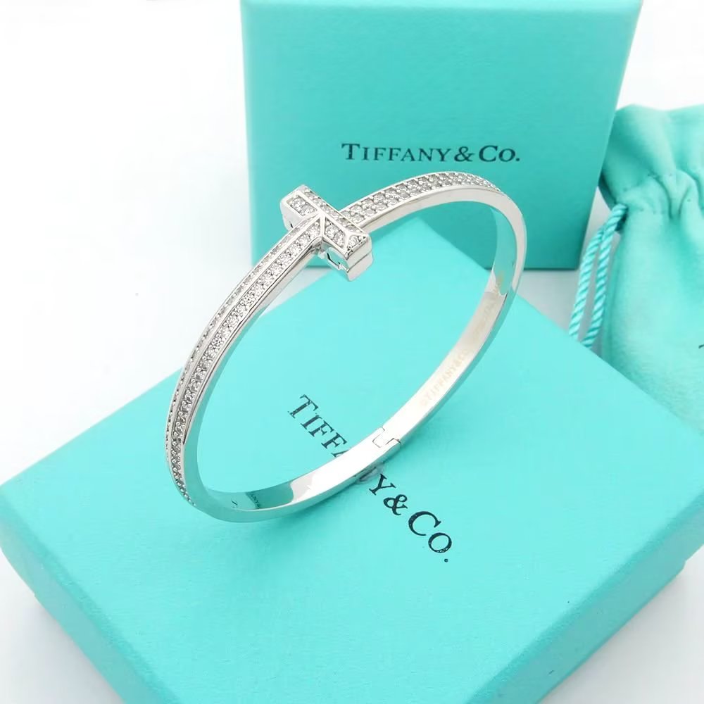 T1 Wide Diamond Bangle 18K Gold Bracelet