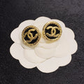 Chanel Black & Red 18K Gold Earrings