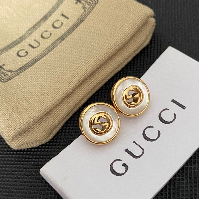 Gucci Double Gold Pearl 18K Gold Earrings