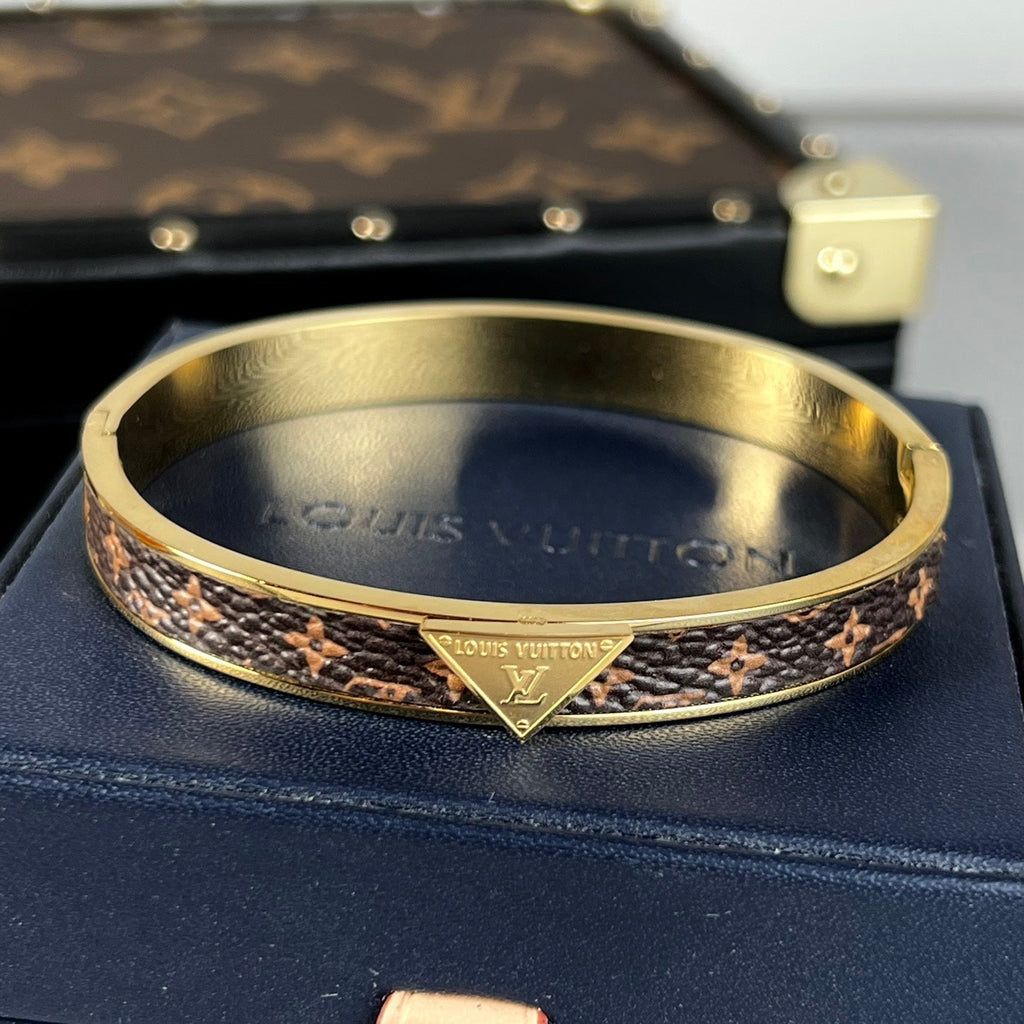 Louis Vuitton Vintage Leather 18K Gold Bracelet