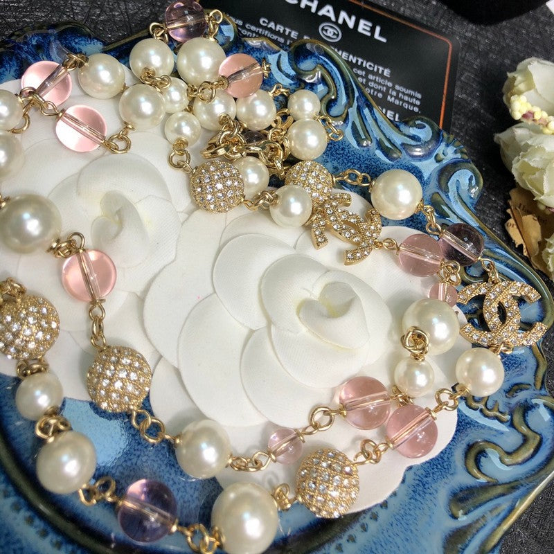 Chanel Black Pearl Diamond 18K Gold Necklace