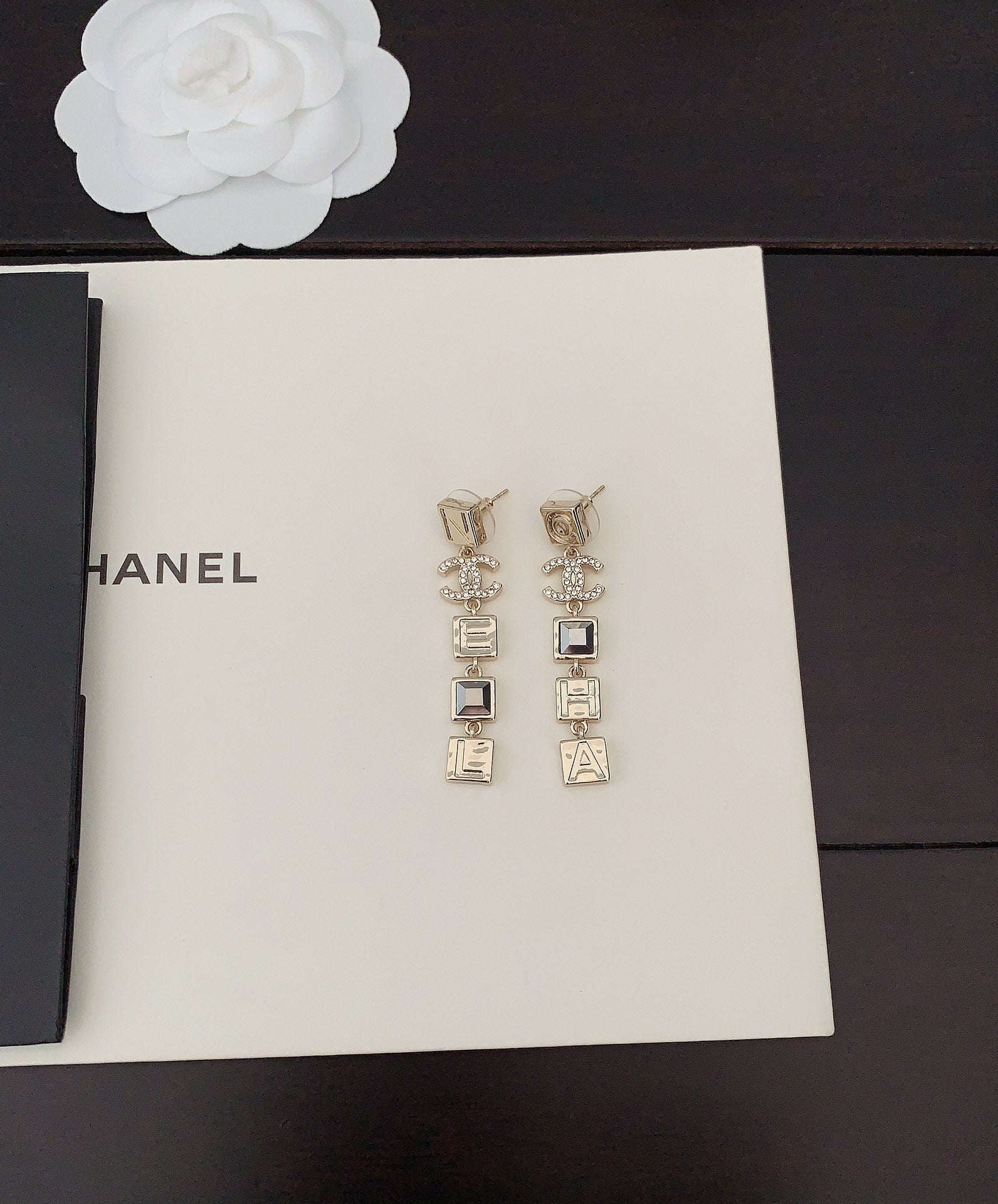 Chanel Crystals Long 18K Gold Earrings