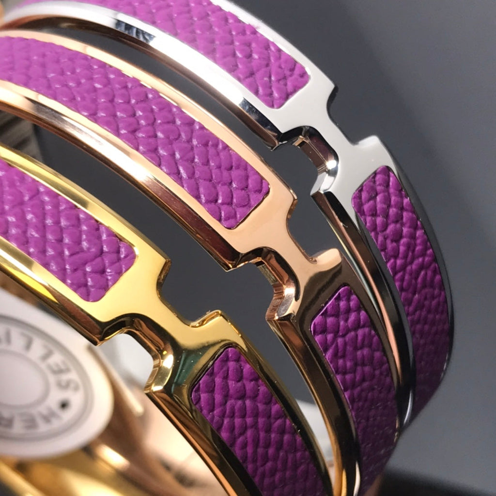 Hermes Olympe Purple 18K Gold Bracelet