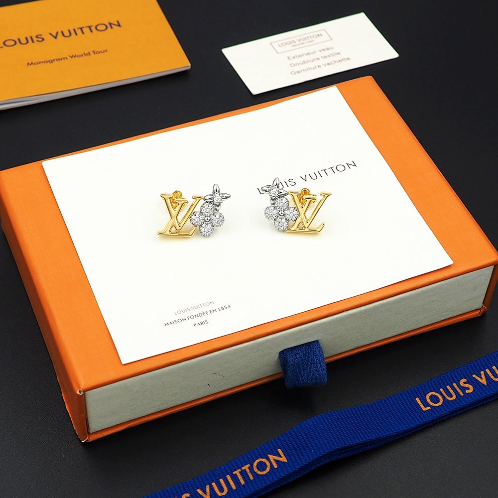 Louis Vuitton Gram 18K Gold Earrings