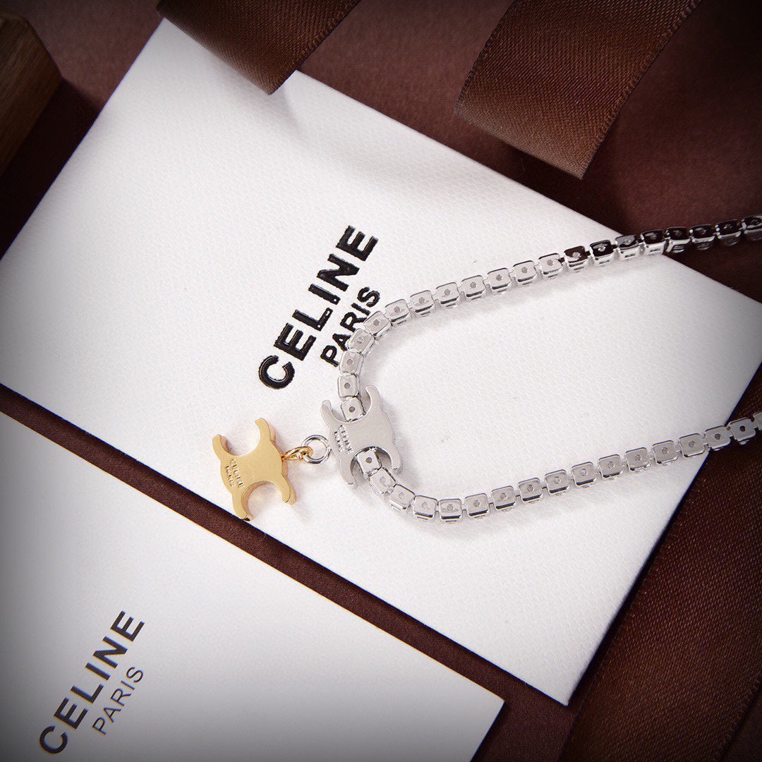 Celine Crystals Link 18K Gold Necklace