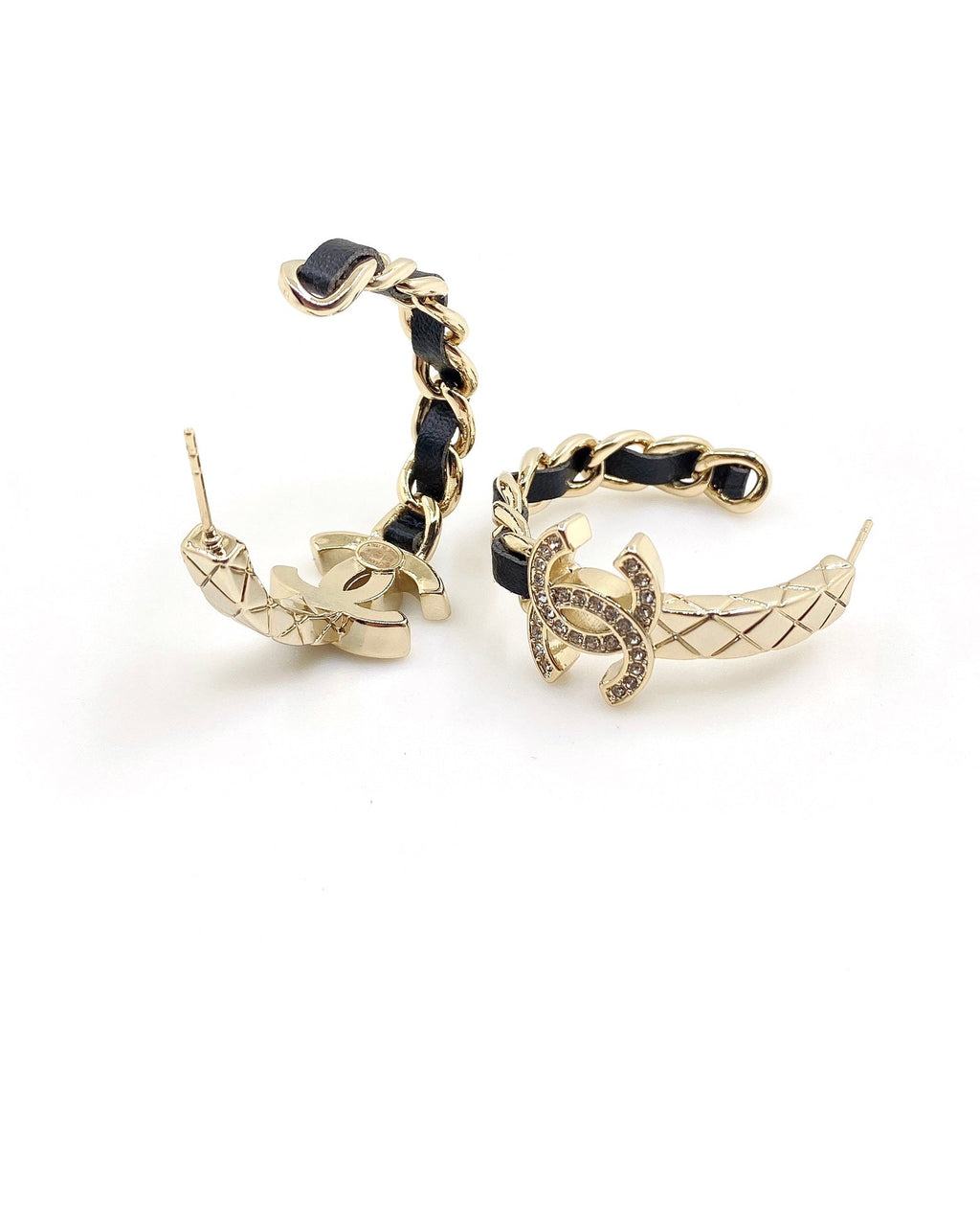 Chanel Black Open 18K Gold Earrings