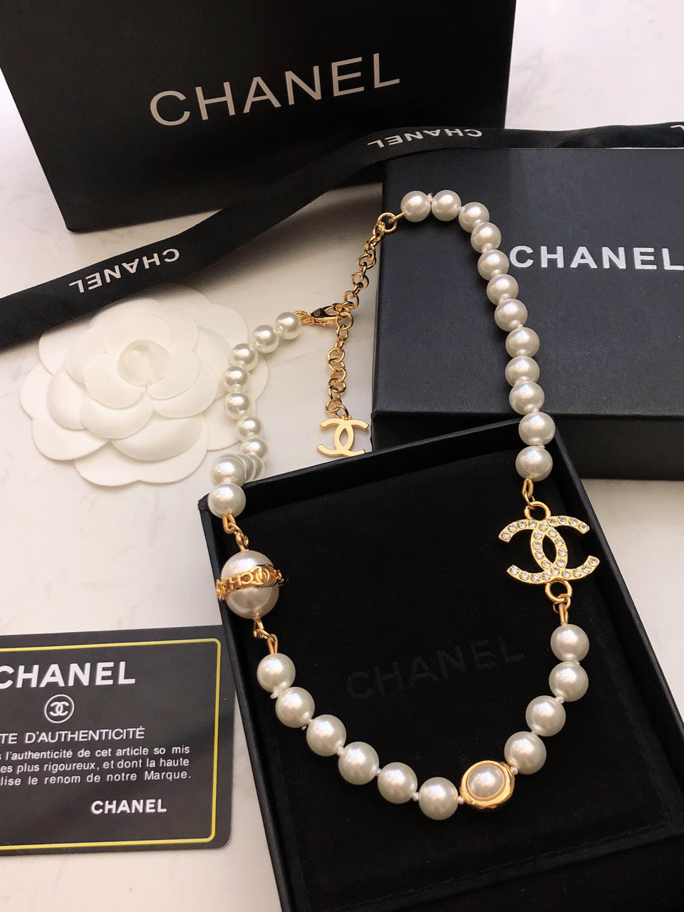 Chanel Pearl Chain 18K Gold Necklace