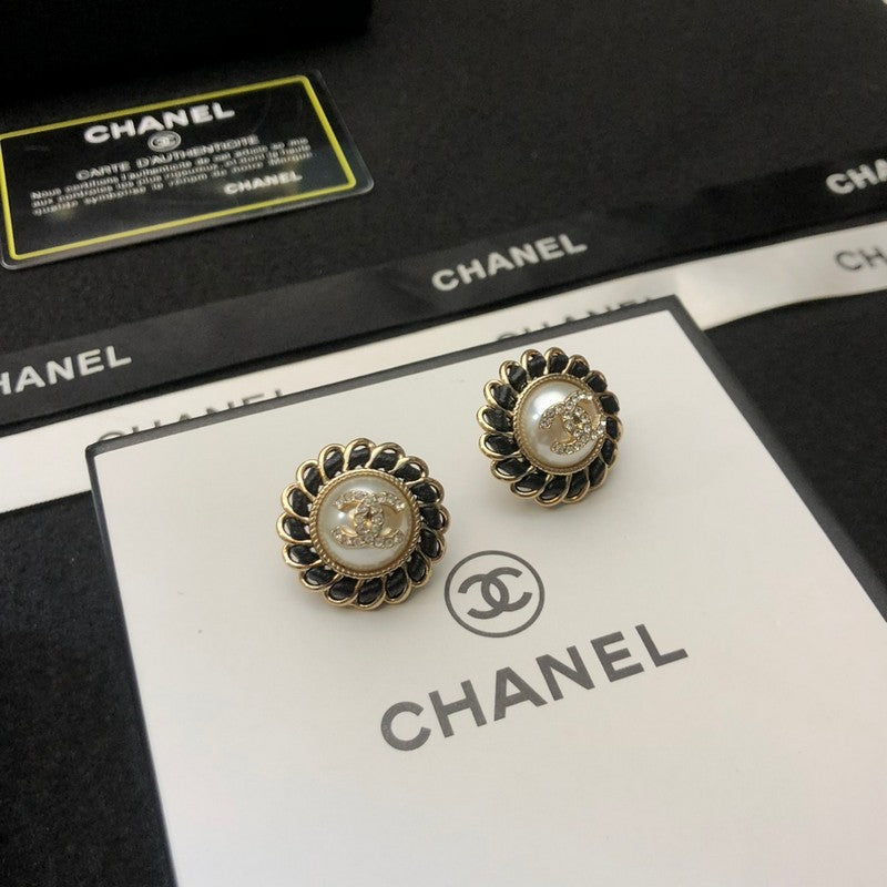 Chanel Black 18K Gold Earrings