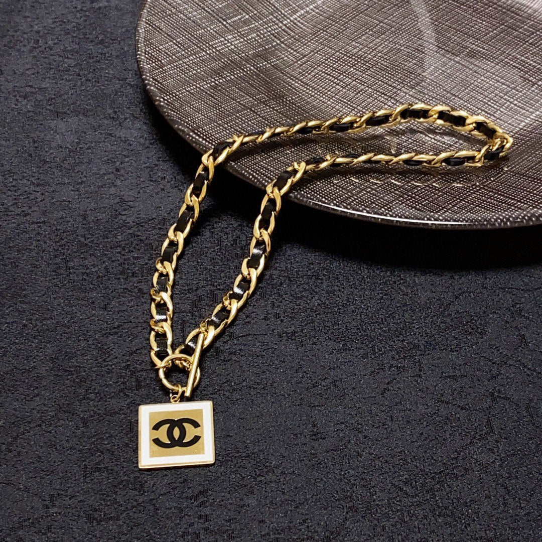 Chanel Leather Choker 18K Gold Necklace