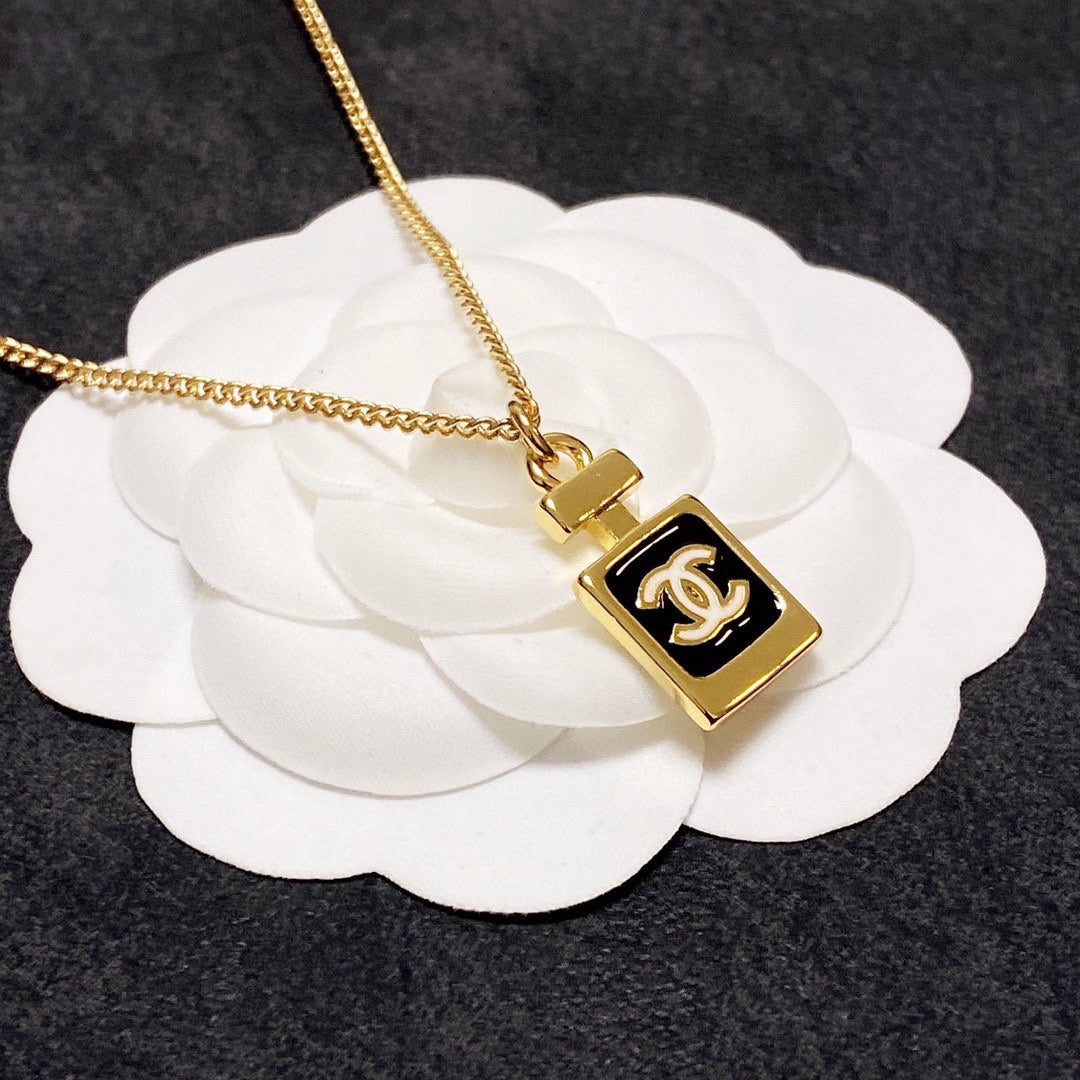 Chanel Perfume Bottle 18K Gold Necklace