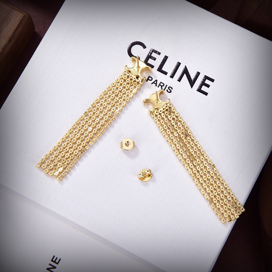 Celine Precious Tassels 18K Gold Earrings