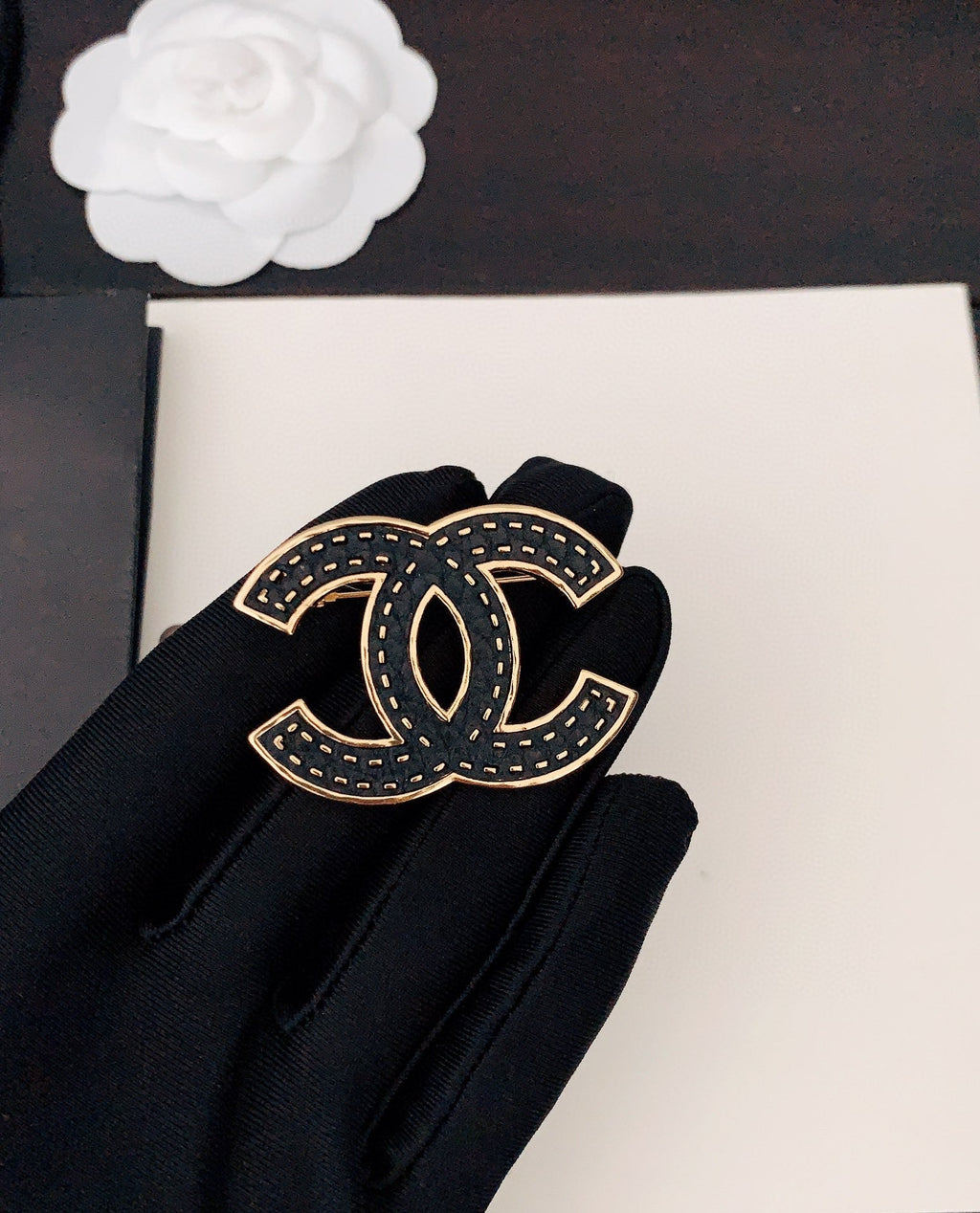 Chanel Black 18K Gold Brooch