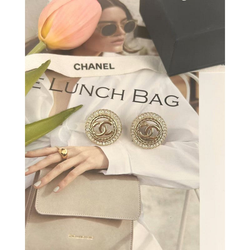 Chanel Classic Diamond 18K Gold Earrings