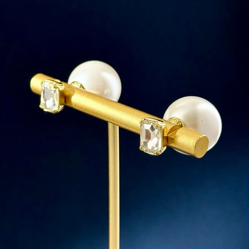 Dior Pearl Crystal 18K Gold Earrings