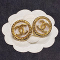 Chanel Crystal 18K Gold Earrings