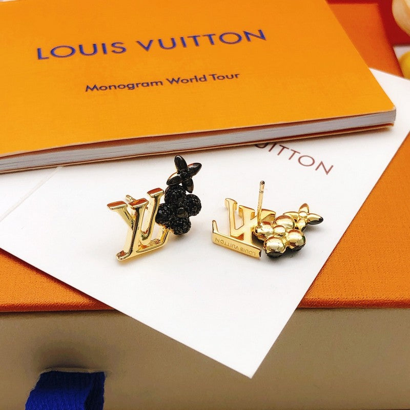 Louis Vuitton Black Blossom 18K Gold Earrings