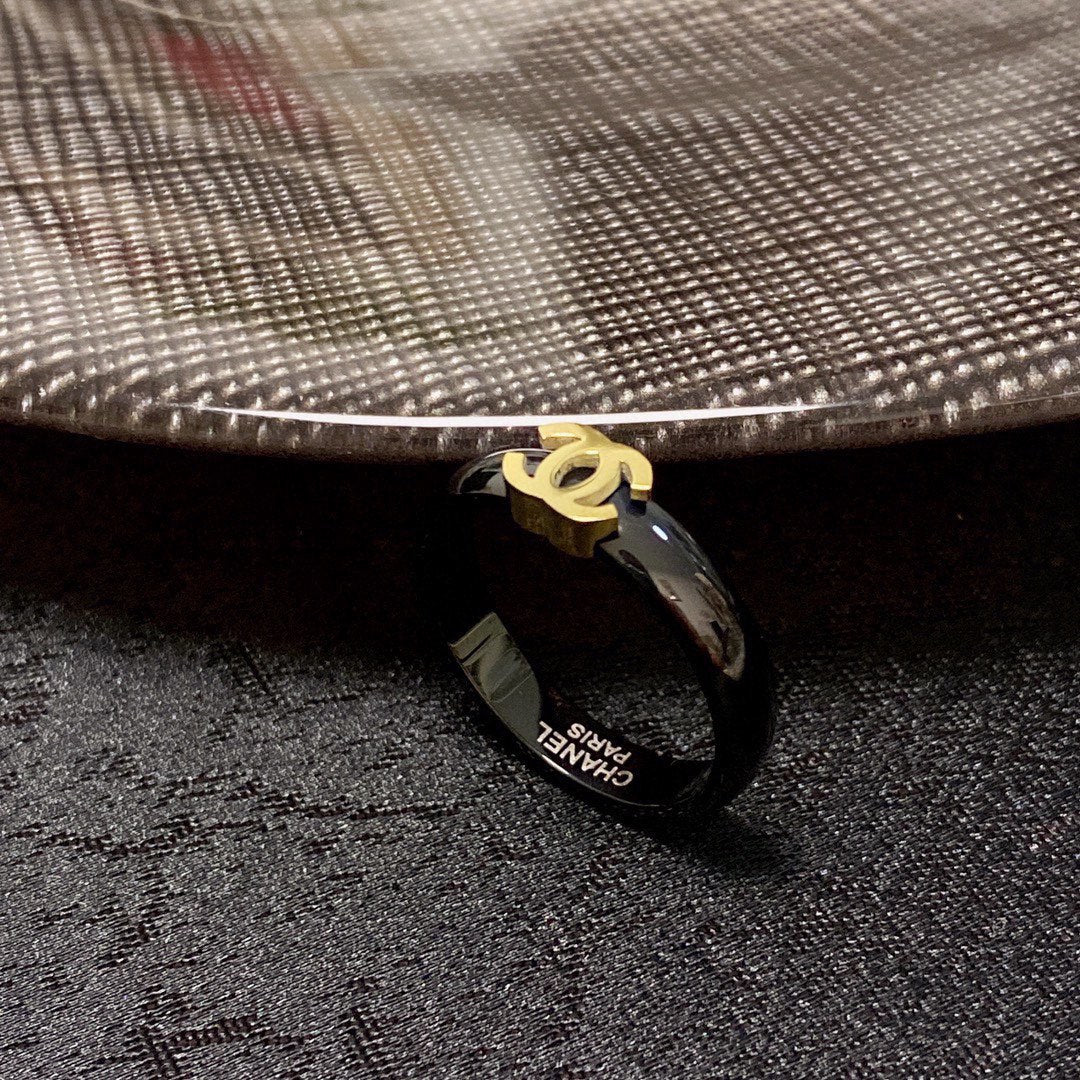 Chanel Black 18K Gold Ring