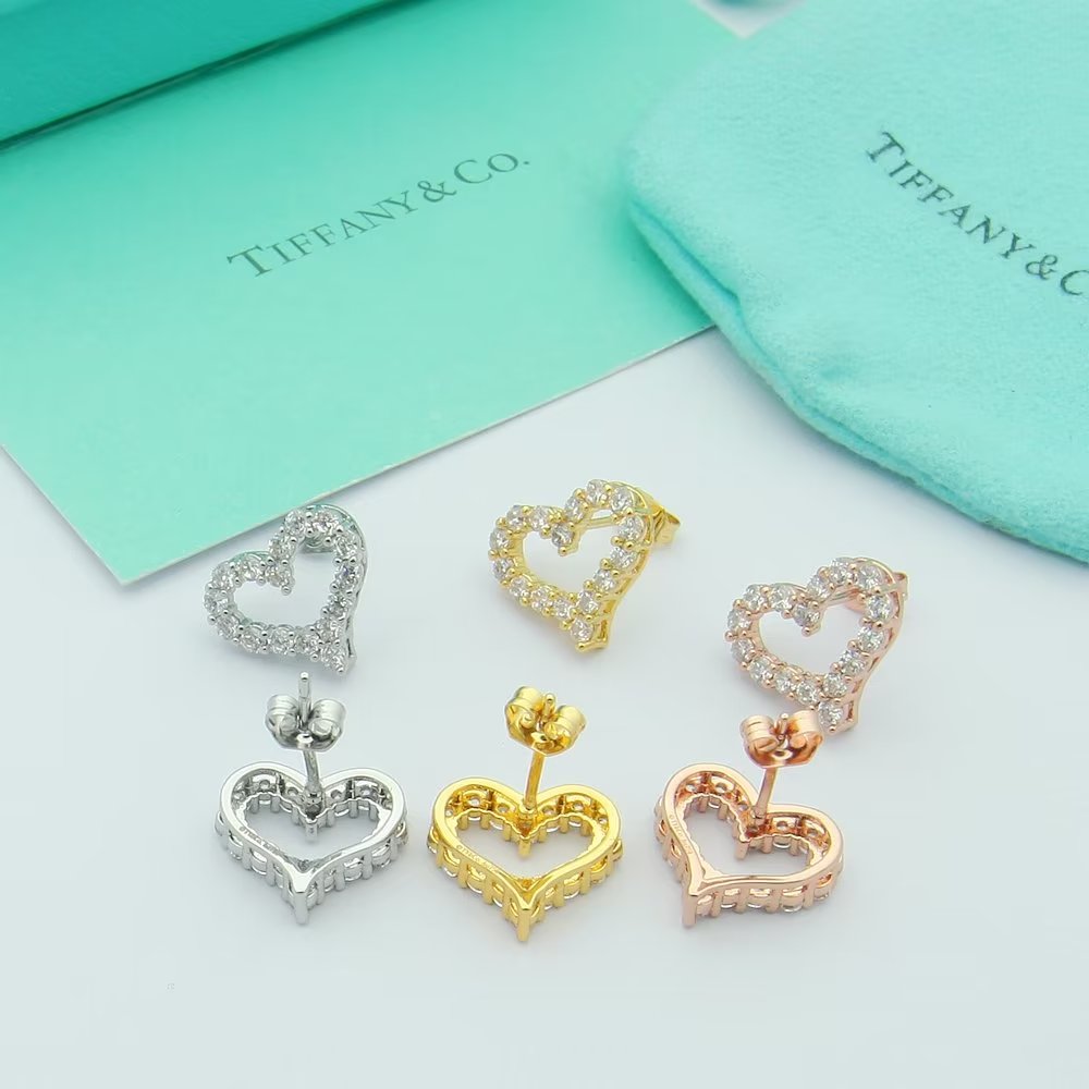 Tiffany Heart Diamonds 18K Gold Earrings