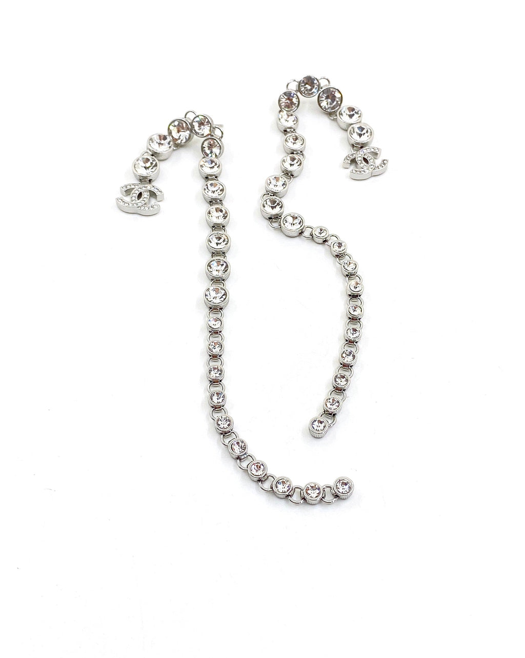 Chanel Long Crystal 18K Gold Earrings