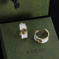 Gucci Double Color Enamel 18K Gold Earrings