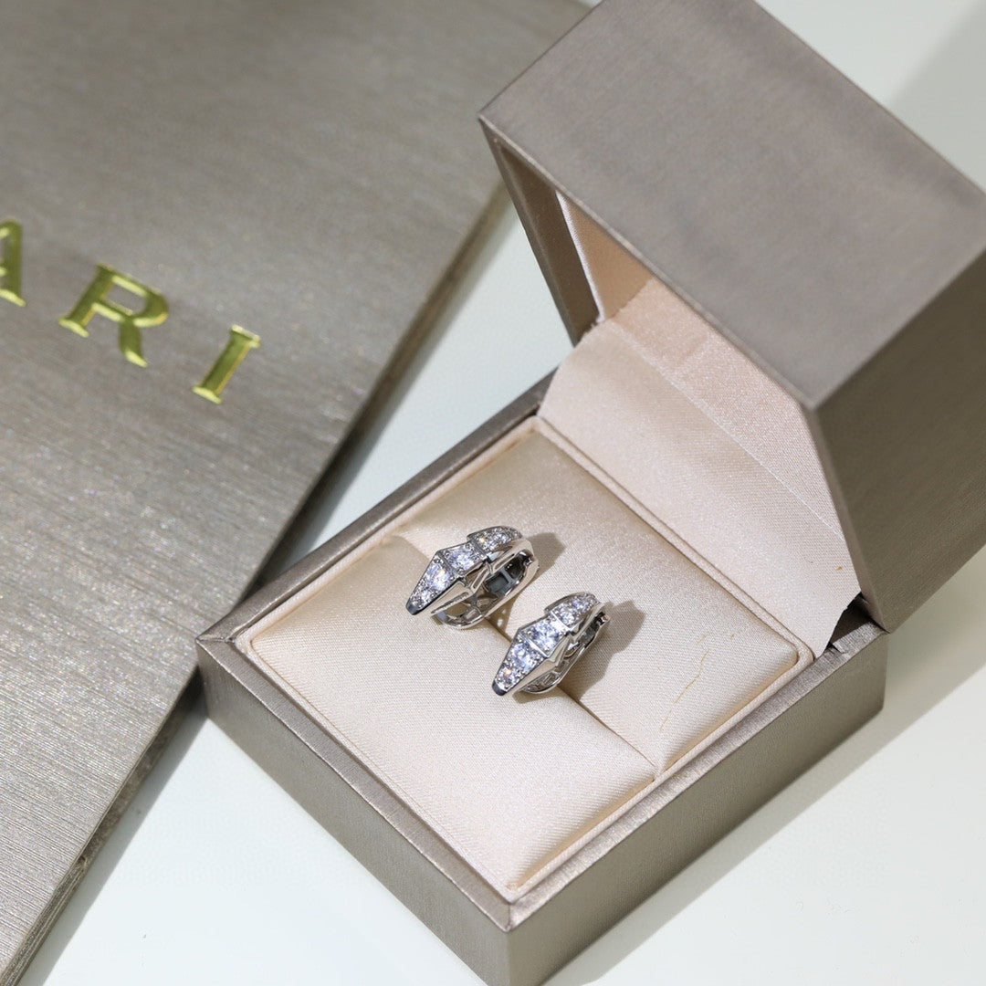 Bvlgari Serpenti Diamond 18K Gold Earrings